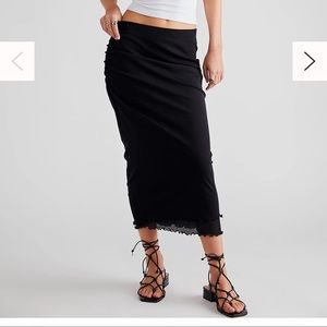 Free People Top It Off Black Mesh Skirt